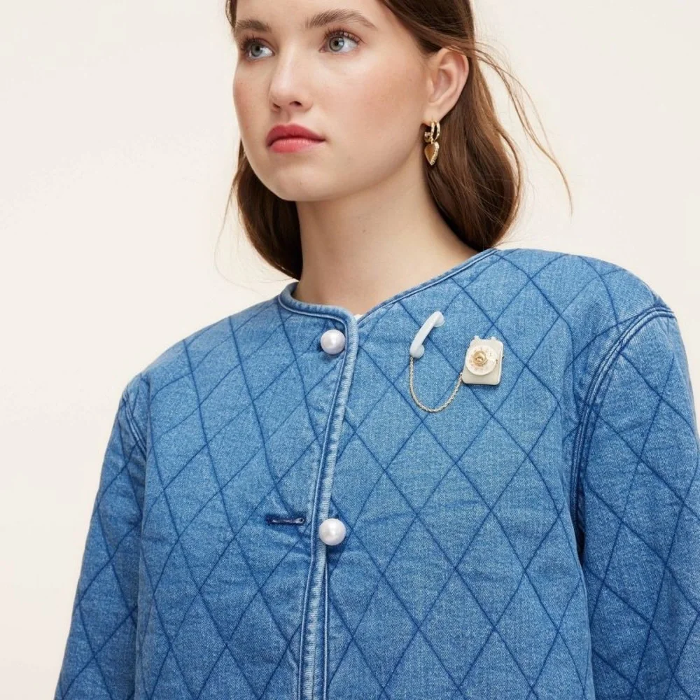 Telephone Brooch - kate spade new york x Target Blue/Gold nwt